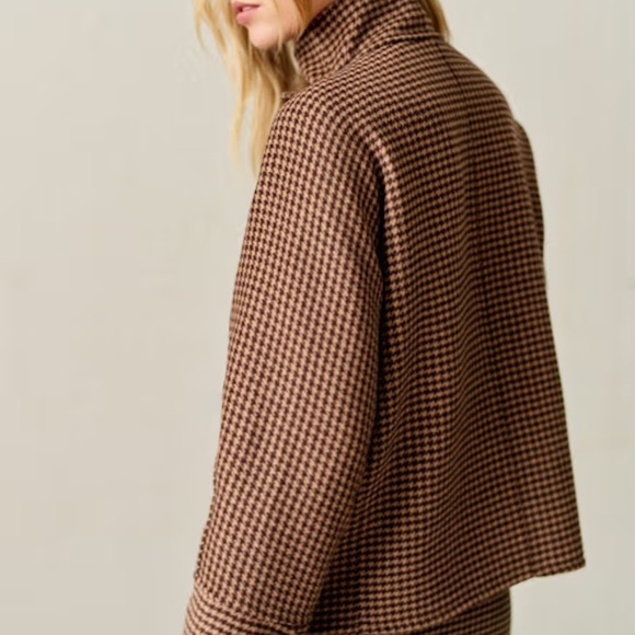 Mervin Short Coat Jacket in Brown Houndstooth Wool Size 4 NWT - Picture 3 of 16